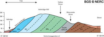 Cross-section of Axbridge Hill (click to enlarge view).