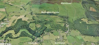 Aerial view of Burrington Combe (click to enlarge view).