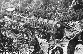 The Fussell's Lower Works, Mells, in ruins, sometime in the early 1900's.