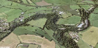 Aerial view of Great Elm and Vallis Vale (click to enlarge view).