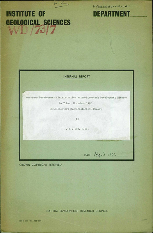 Chad 1972 Day ODA mission hydrogeology report WD7307