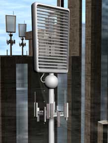 CO<sub>2</sub> can be captured directly from the open atmosphere, but this is still being researched. The image shows how carbon capture towers might look in the future. (Image: C.Wardle) CLICK TO ENLARGE.