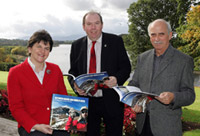Minister Foster, Director Garth Earls and Author Paul Lyle launch the new GSNI publication Between Rocks and Hard Places