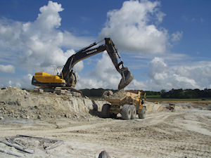 Extraction of ball clay – vital in the manufacture of sanitaryware and whiteware ceramics – in north Devon. BGS (c) UKRI