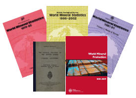 A selection of world mineral statistics publications. BGS (c) UKRI.