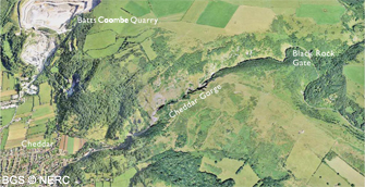 Aerial view of Cheddar Gorge (click to enlarge view).