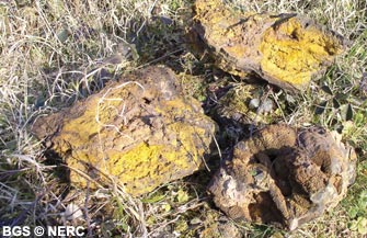 Yellow ochre from an old pit on Axbridge Hill