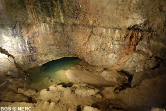 Wookey Chamber Nine, the furthest limit of the show cave. From here the cave is only accessible to divers.