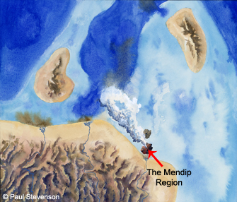 Artistic impression of the Mendip region in the Silurian.