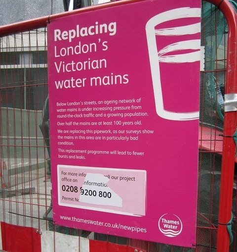 Sign: Replacing London's Victorian water mains