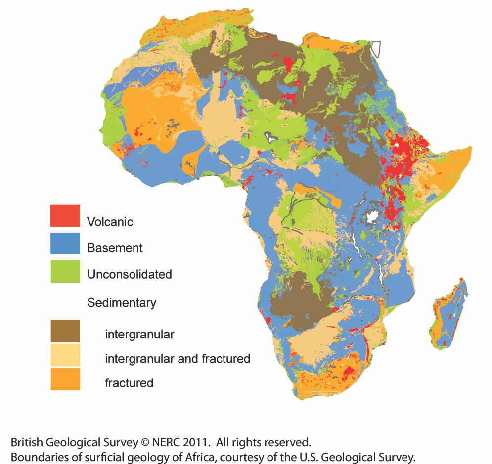 Hydrogeological environments across Africa