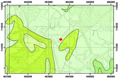 Geological map of the area around Chilgrove House (click for key)