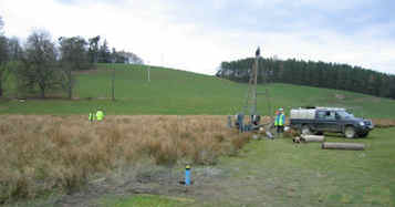 Drilling boreholes into the floodplain at Eddleston