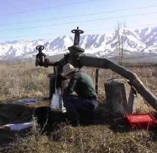 Sampling in the Orto-Alysh wellfield, Kyrgyzstan