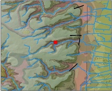 Map of New Red Lion showing geology and water level contours