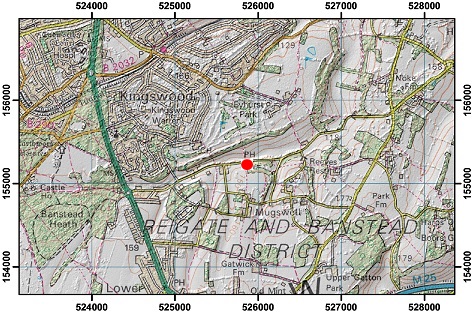 Topographic map with hillshade of the area around the Well House Inn