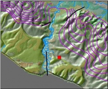 Map of Westdean No.3 showing geology and water level contours.