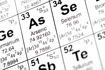 Image of a periodic table showing As, arsenic (©istock/davidf)