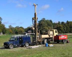 Drilling rig in a field