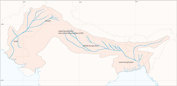Figure 1: spatial extent of Indo-Gangetic alluvium basin.