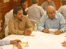 Figure 3: project partners discussing draft project outputs and data review, Delhi, November 2013.