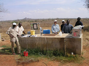 Field sampling the Makutapora wellfield,Tanzania.