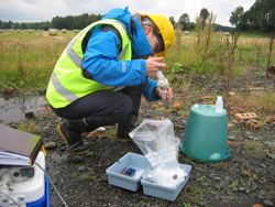 Sampling groundwater.