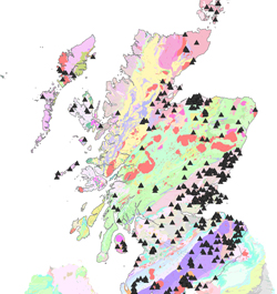 Spatial coverage of groundwater chemistry data in Scotland prior to the Baseline project