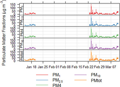 Figure 6. Time series of particulate material concentrations.
