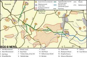 Map of the old pits, tramways, railways and canals