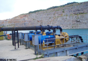 Pumps in Whatley quarry. The water is pumped into the River Mells.