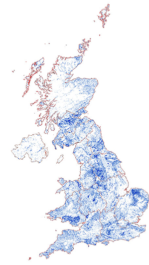 Current distribution of sites in the BRITPITS database and licence regions. (Channel Islands not shown), Click to enlarge. BGS©NERC